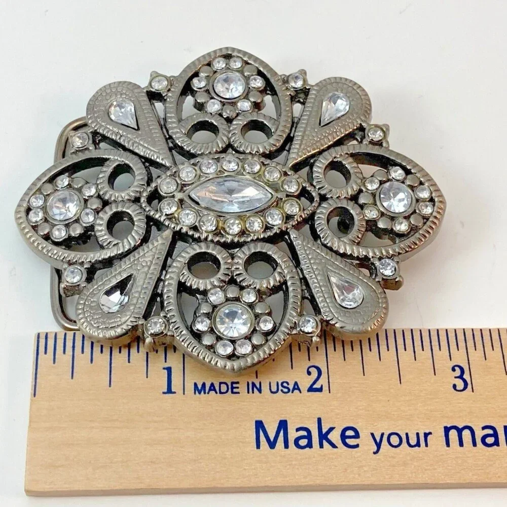 Belt Buckle Women Unisex‎ Midcentury Rhinestones Sparkling Goth Art Deco
